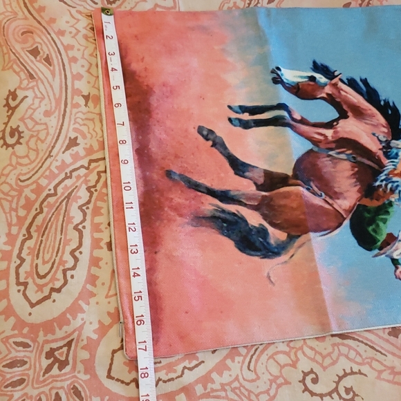 Cowboy Pillow Cover. Horse Pillow. Bronc Rider - Picture 8 of 10